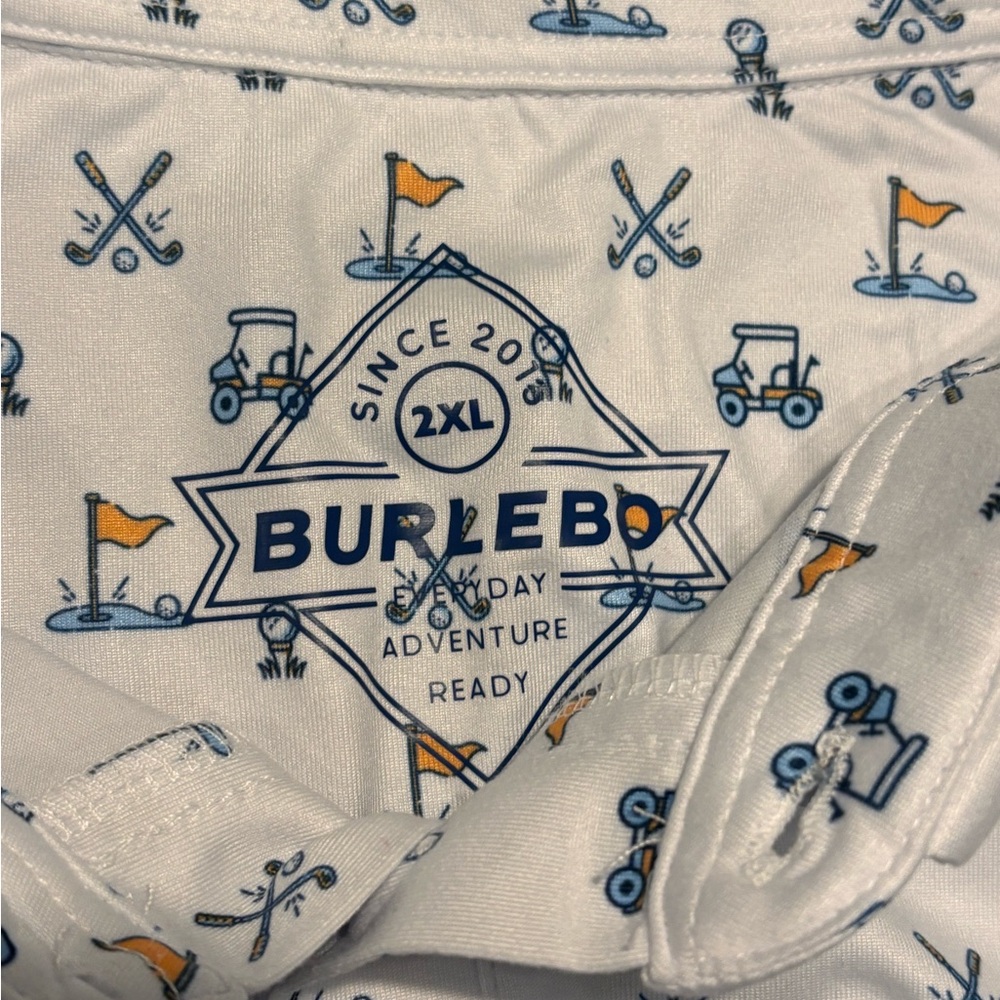 Burlebo Performance Polo Golf Shirt Men's 2XL White All Over Hole In One Print - Picture 6 of 10